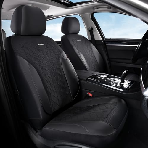 Coverado Black Front Seat Covers, Automotive Seat Covers 2 Seats, Mesh Car Protectors 2-Pack, Auto Seat Covers Spill-Proof Design Universal Fit for SUV, Vans, Sedan, Truck - color: A-Black, size: FrontPair