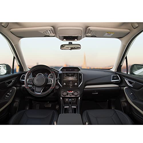 GIANT PANDA Customized Auto Steering Wheel Cover for Subaru Forester, Car Steering Wheel Cover for Subaru Outback and Crosstrek - Black+Red Trim - color: Black+Red Trim