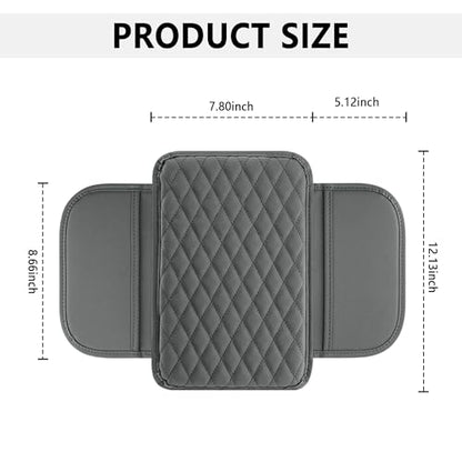 Stacool Upgraded Car Center Console Cover,Microfiber Leather Car Armrest Cover Cushion with 2 Storage Bags,Universal Car Armrest Storage Box (Gray)