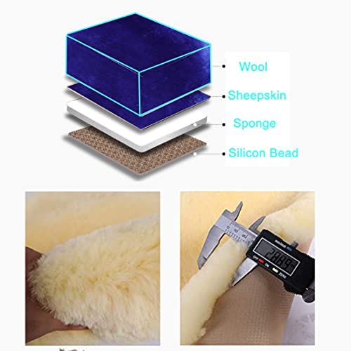 OGLAND Fluffy Fur Sheepskin Car Seat Covers for Universal Soft Cozy Fuzzy Auto Wool Seat Cushions Accessories, for 1 Front Seat (3 Pack Front, Blue) - color: Blue