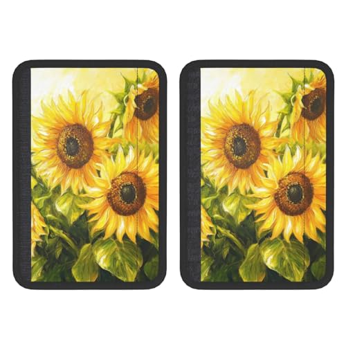 Seat Belt Cover Pads Sunflowers Oil Painting Car Seat Belt Covers for Women Men Adults Kids Soft Comfortable Auto Seatbelt Cushion Shoulder Strap Pad Handle Wraps, 1 Pair - color: Sunflowers Oil Painting