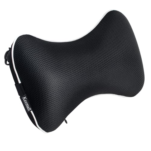 Keemall Inflatable Car Neck Pillow, Soft Headrest Inflatable Car Pillow for Driving Seat with Adjustable Strap, Comfortable Ergonomic Design Neck Support and Breathable Washable Cover - color: Black, size: Medium