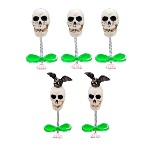 Vibrant Bobblehead Skull Car Decoration for Dashboard - Trendy Halloween Car Interior Ornament (Type 5) - size: type 5