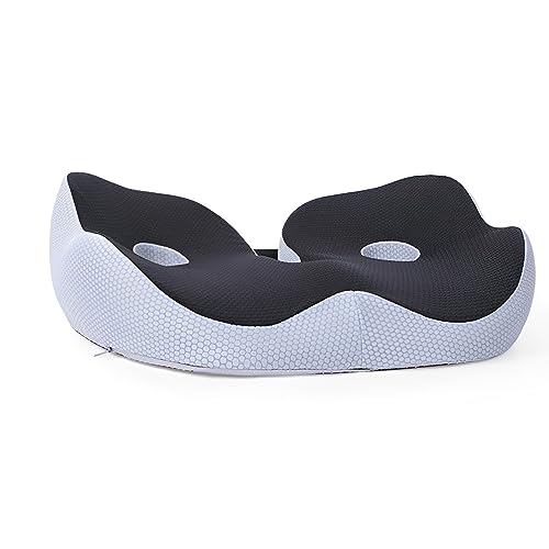 Seat Cushion, Seat Cushion for Sit Bone and Back Pain Relief, Butt, Tailbone, Hip, Hamstring, Posture Support - Memory Foam Comfort Ischial Tuberosity Pillow(Black) - color: Black