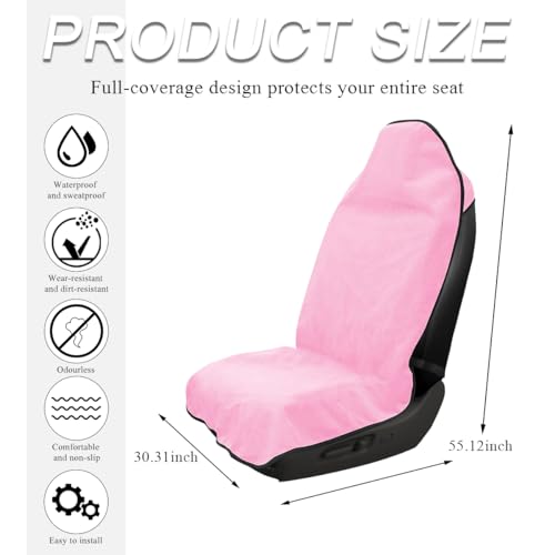 Waterproof Car Towel Seat Cover, Sweating Non-Slip Premium Towel Carseat Cover Protector, Universal Soft Machine Washable Car Truck SUV Front Seat Cover for Gym Workout Beach Hiking (Pink) - color: Pink, 1pc, Front