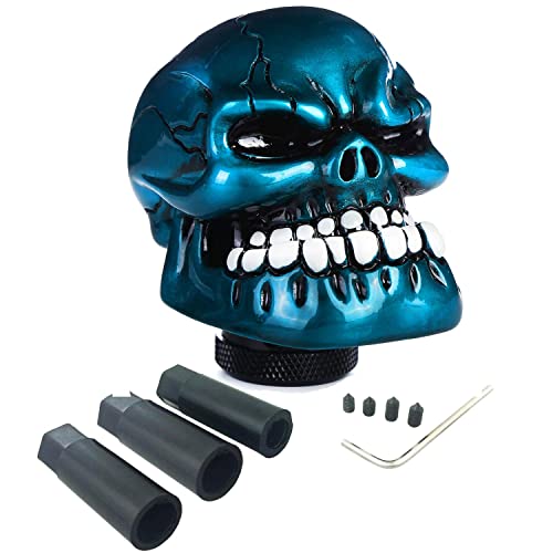 Skeleton Shifter Knobs Skull Gear Lever Handle Car Shift Head Fit Most Manual Automatic Transmission, Metallic Blue - color: Green 2