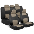 BDK PolyPro Car Seat Covers Full Set in Light Beige on Black, Front and Rear Split Bench Seat Covers for Cars, Easy to Install Car Seats Cover Set and Accessories for Auto Trucks Van SUV - Light Beige - color: Light Beige