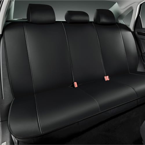 Road Comforts Car Seat Covers, Breathable Leather Seat Covers, Car Seat Covers Full Sets Airbag Compatible, Automotive Seat Covers for Most Cars, Vans, Trucks, SUV - Black
