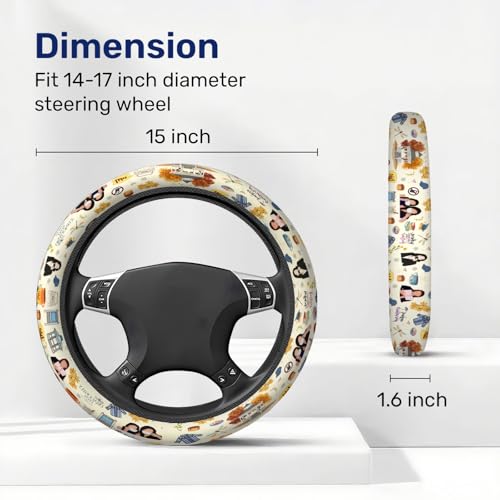 GENANY Mom Daughter Diaries Steering Wheel Cover, Non Slip Polyester Car Wheel Protector for Car SUV Truck, Universal 15 Inch - color: Mom & Daughter Diaries