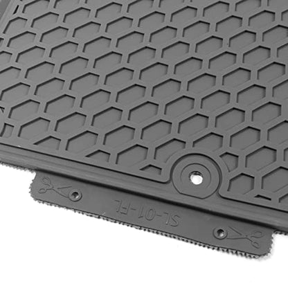 IKON MOTORSPORTS, Custom Fit Floor Mats Compatible with 2008-2017 Mitsubishi Lancer, Gray/Grey Latex Rubber All Weather Car Auto Carpets Liner 5PC Protector, 2009 2010 2011 2012 2013 2014 2015 2016