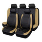 Flying Banner car seat Covers Protects Water Proof Faux Leather Carbon Fiber Front and Rear Bench (Black Beige, Full Set - 8PCS) - color: Black Beige, size: Full Set -- 8PCS