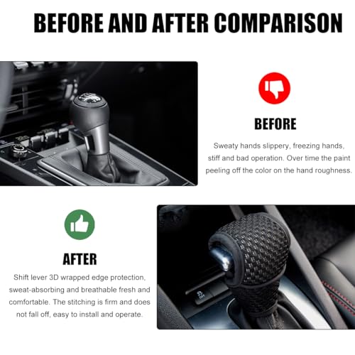 Car Gear Shift Knob Cover, Breathable Automotive Shift Knob Gear Handle Stick Protector Cover, Anti-Slip Anti-Scratch Auto Stick Shift Cover, Universal Car Accessories (Black, Regular) - color: Black, size: Regular