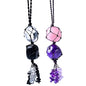 2PCS Natural Crystal Decorative Stone Car Hangings for Good Luck, Protection, Positive Energy, with Stone Chips Fringe, Car Rearview Mirrors and Home Decor Hanging Ornaments