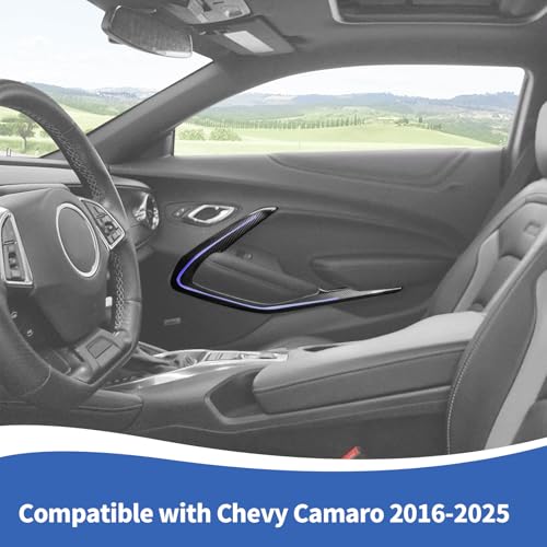 RAZPOY for Camaro Inner Door Panel Trim, Door V Shape Panel Cover Compatible with Chevy Camaro 2016-2024, Carbon Fiber (Fits LED Light Strips)
