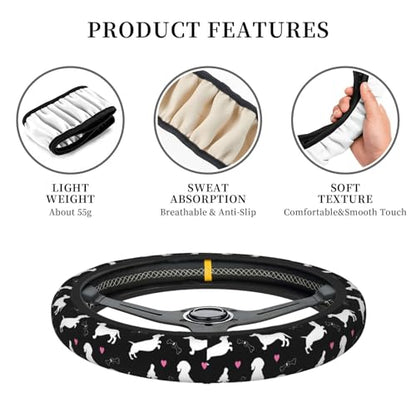 Dachshund Lovers Steering Wheel Cover for Women Elastic Rubber Steering Wheel Universal 15 Inch Fit for Cars, Auto, SUVs - color: Dachshund Lovers