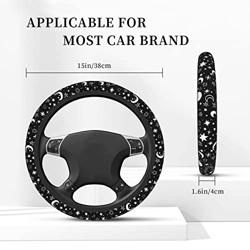 Moon Space Steering Wheel Cover Neoprene Universal 15 Inches Car Steering Wheel Protector for Women Men