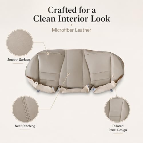 NLQR Back Car Seat Cover, Rear Bench Bottom Vinyl Cover Tan Compatible with Honda Accord 2008 2009 2010 2011 2012 - color: Tan
