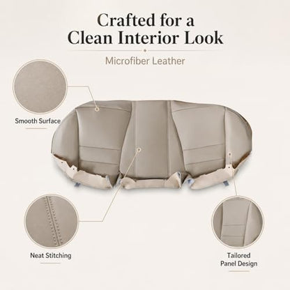 NLQR Back Car Seat Cover, Rear Bench Bottom Vinyl Cover Tan Compatible with Honda Accord 2008 2009 2010 2011 2012 - color: Tan