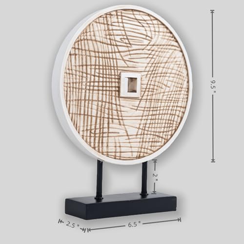 Round Sculpture Decorative Objects Shelf Decor Aesthetic Home Decor Items Accents for Living Room Console Table Decorations (White) - color: White
