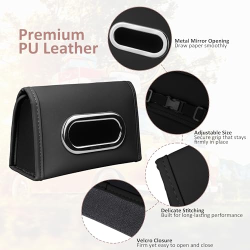 Premium Leather PU Tissue Holder for Car – Stylish and Durable Cars Tissue Holder for Easy Access While Driving, Perfect Tissue Holders in Car for Keeping Napkins Organized and Within Reach