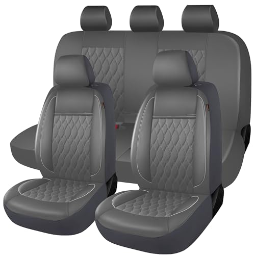 Faux Leather Car Seat Covers Full Set,Luxury and Comfortable Covers for Cars,Split Bench Compatible Car Interior Covers,Universal Fit for Suvs,Vans,Trucks,Airbag Compatible(5-Seat Grey) - color: Gray, size: Full Set