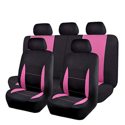 Flying Banner Car Seat Covers Front Seats Rear Bench Polyester car seat Protectors Easy installations Rear Bench Split Classic Man Lady Truck - color: Black Pink