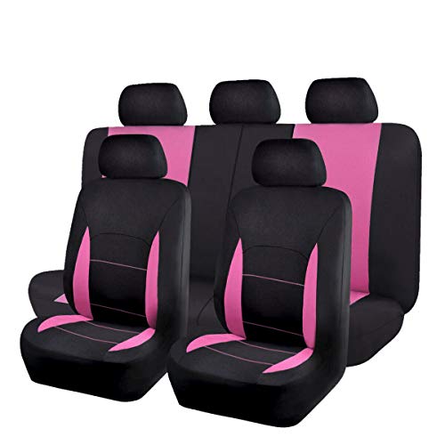 Flying Banner Car Seat Covers Front Seats Rear Bench Polyester car seat Protectors Easy installations Rear Bench Split Classic Man Lady Truck - color: Black Pink