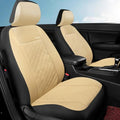 GIANT PANDA Front Car Seat Covers, Bucket Seat Covers, Leather Low Back Auto Seat Covers for Cars, Trucks, Jeep, Van, SUV, Pickup, Airbag Compatible (Beige+Black) - color: Beige(Separate headrest)