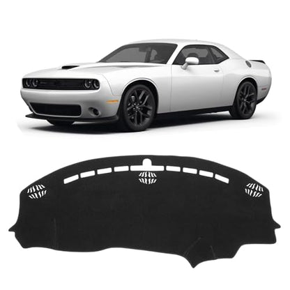 KUST Black Dash Cover for Dodge Challenger 2015-2022 2023 2024 Left Hand Driving Non-Slip Dashboard Cover Interior Accessories for Dodge Challenger Custom Fit Dash Mat Sunshade No Glare - size: 59.45''×24.41''(Dodge Challenger 15-24）
