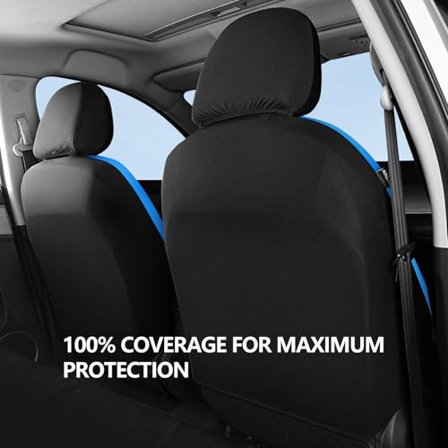 HChengkikz Car Seat Covers Front Seat, Waterproof Neoprene Car Seat Covers, Car Seat Cover Airbag Compatible, Universal Fit for Most Cars, Trucks, SUVs (Black + Blue) - color: N816 Black Blue, size: Front Seat