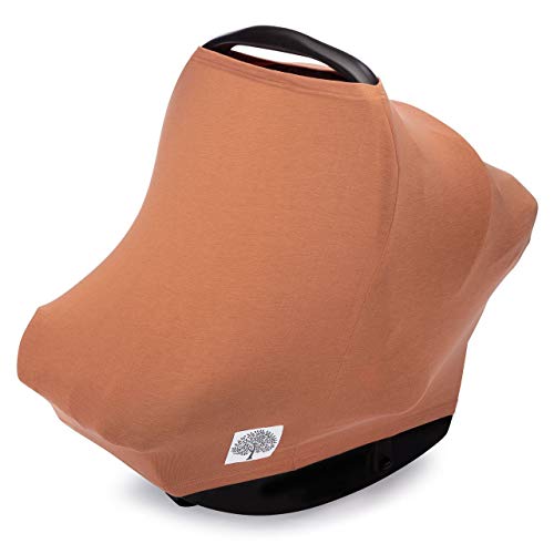 Parker Baby 4 in 1 Car Seat Cover for Girls and Boys - Stretchy Carseat Canopy, Nursing Cover, Grocery Cart Cover, High Chair Cover - “Copper” - color: Copper