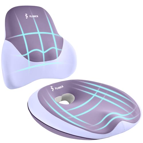 FLORICH Seat Cushion Lumbar Support Pillow for Office Chair, Car Lower Back Support, Ergonomic Desk Chair Pillow for Butt and Back Support of Memory Foam Seat Pad(Purple) - color: Purple, size: 2 piece