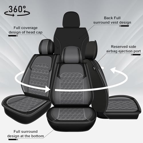 Seat Covers for Subaru Crosstrek 2016-2026, 5 Seat Full Set Faux Leather Car Seat Covers Cushion Black & Grey - color: #054 Black&Grey, size: 8.Crosstrek 2016-2026-5 seat covers full set