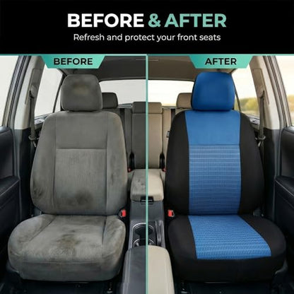 FH Group Car Seat Covers Trendy Elegance Blue Full Set Automotive Seat Covers, Airbag and Split Rear Combo Non-Slip Dash Grip Pad Universal Fit Interior Accessories Cars Trucks SUV Car Accessories