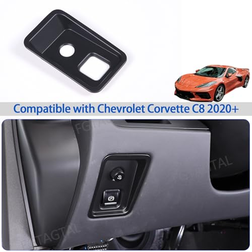 Car Electronic Handbrake Trim Cover Compatible with Chevrolet Corvette C8 2020-2025, ABS Dashboard Electronic Handbrake Switch Panel Cover Trims (Matte Black) - color: Matte Black