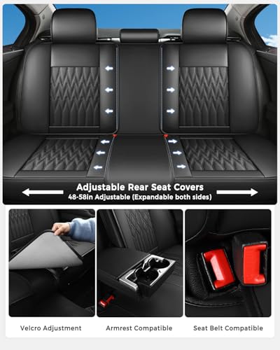 Huidasource Black Car Seat Covers, Waterproof Faux Leather Universal Fit Most Cars Sedans SUVs Trucks Airbag Compatible, Cup Holder Access, Car Seat Compatible, Easy Install, Wipes Clean - color: B-Black, size: 5pcs Full Set