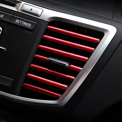 20PCS Car Vent Trim Strips, Red & Blue Chrome PVC | Air Vent Outlet Cover Decor, Universal AC Vent Decoration, DIY Accessories, Easy Install