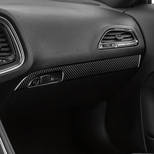 Copilot Glove Handle Box Cover Trim Decals for 2011-2023 Dodge Charger Accessories Carbon Fiber Interior Stickers - color: Copilot Glove Handle Box Cover