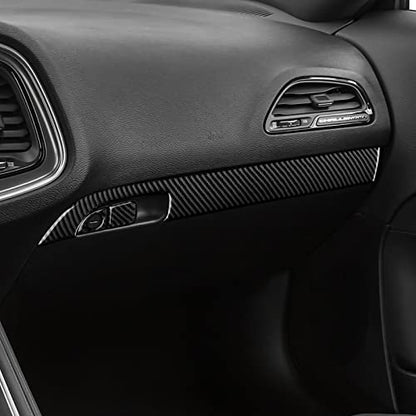 Copilot Glove Handle Box Cover Trim Decals for 2011-2023 Dodge Charger Accessories Carbon Fiber Interior Stickers - color: Copilot Glove Handle Box Cover