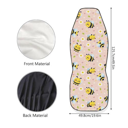 INSTANTARTS Bee Daisy Front Car Seat Covers 2 Packs, Easy-to-Install Polyester Front Seat Protectors Universal Fit for Most Cars, SUVs, Trucks - color: Cute Bee Daisy