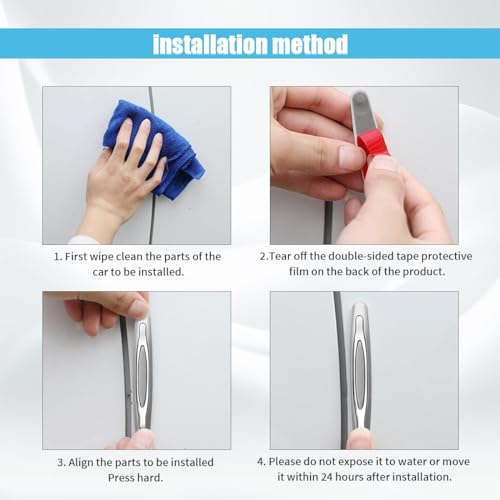 4PCS Car Door Edge Guards, Auto Side Door Protector Car Door Self Adhesive Anti-Collision Trim Strip, Universal Car Body Anti-Scratch Bumper Guard for Car SUV Truck (Silver)
