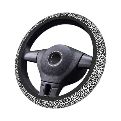 Gray Leopard Print Steering Wheel Cover Cheetah Leopard Steering Wheel Cover Universal 15 Inch Non-Slip Breathable Neoprene Car Accessory for Women Men Steering Wheel Protector - color: Gray Leopard Print