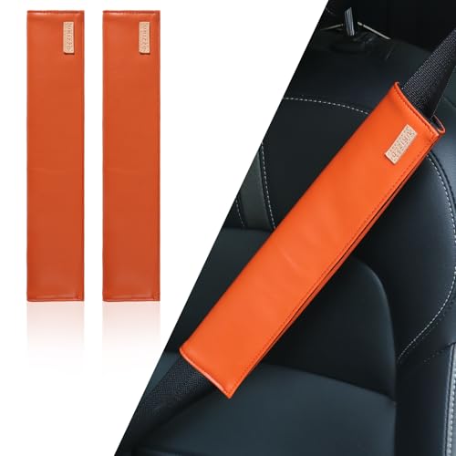 2-Pack Seat Belt Covers, Universal Car Seat Belt Pads Protector for Comfortable Driving, Relief Neck & Shoulder Pain, Fits All Cars & Backpack Straps (05-Orange) - color: 05-Orange