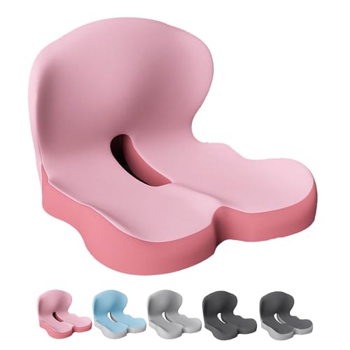 Back and Seat Cushion, Car Seat Cushion, Soothe+ Cushion, Memory Foam L-Shaped Integrated Seat Cushions Lumbar & Lower Back Support for Office Chair, Car (Pink) - color: Pink