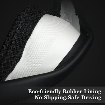 15 Inch Steering Wheel Cover, Cooling Ice Silk，Premium Microfiber Leather Hybrid Design, Anti-Slip Rubber Inner, Breathable, Universal Fit for 14.5-15" Auto Steering Wheels, Black