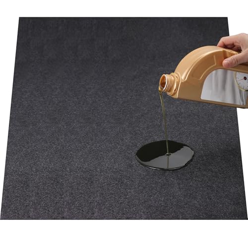 Oil Mat for Garage 36" x 59" - Premium Felt + Rubber Waterproof Backing Thickened Soft Contains Liquids Oil Spill Mat Reusable Non-Slip Maintenance Pad for Under Car Workbench Driveway Spot Protection