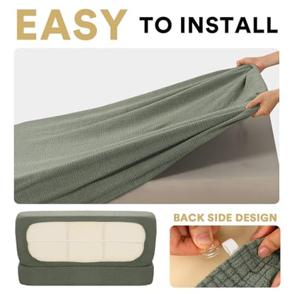 H.VERSAILTEX 100% Waterproof RV Dinette Cushion Covers Stretch Camper Cushion Slipcovers Anti-Slip Washable Seat Covers for Travel Trailer Crizzle Pattern (1 Backrest Cover & 1 Bench Cover, Seagrass) - color: Seagrass, size: 1 Set