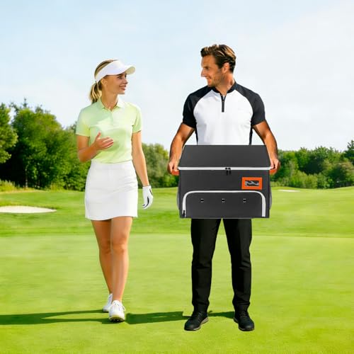 2 Layer Golf Trunk Organizer, Golf Organizer with 2 Pairs Shoes Compartment, Golf Storage Waterproof Car Trunk Locker for Balls, Caps, Clothes, Gloves, Accessories, Gifts for Golfers