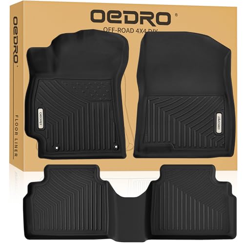 OEDRO Floor Mats Fit for 2021-2026 Hyundai Elantra & 2022-2026 Hyundai Elantra N Sedan (Non-Hybrid), Custom Fit All Weather Floor Liners Protection Car Mats TPE Accessories, 1st & 2nd Row Mats, Black - style: 21-26 Hyundai Elantra Sedan 1st & 2nd