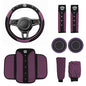 Wuyaoyao 8PCS Car Accessories Set, Bling Crown Leather Car Steering Wheel Cover w/Armrest Pad, Seat Belt Cover Pads, Gear Shift & Handbrake Covers, Cup Holder Coasters, Auto Interior Decor (Purple)